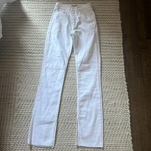 Zara high waisted white split hem jeans